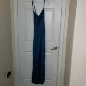 Blue Maxi Slip Dress with Spaghetti Straps